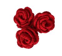 dfEDRd Fleurs tricotées, Tête de Fleur Rose au Crochet tricotée à la Main, 1 pièce, Belle tissée Faire soi-même(Red)