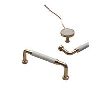 dfEDRd Poignées de tiroir en Cuir, Poignée en Cuir Blanc doré, 1 pièce, for Armoire, Commode, tiroir(Single Hole Size as Shown in Figure 2)