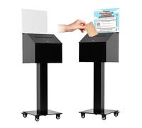 DFENG Boîte à suggestions avec support, grande boîte à dons sur pied en métal robuste avec clés et roues pour église, maison, bureau