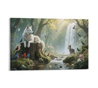 DFENILROP Animaux Forêt Tableau Mural, Faune Naturelle Affiche Œuvre D'art | Impression Image Sur Toile, Minimaliste Décor Maison Pour Salon Couloir, Cadeau 12x18inch(30x45cm)