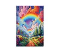 DFENILROP Arc-en-ciel Tableau Mural, Pastorale Affiche Œuvre D'art | Impression Image Sur Toile, Beautiful Décor Intérieure Pour Salon Couloir, Cadeau 20x30inch(50x75cm)