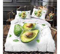 DFENILROP Avocado Splash Parure de Lit 3D Effet Microfibre 3 Pièces Taie Douce Fresh Fruit Ensemble De Literie Super Douce Résistante for Adultes Enfants Super King（260x220cm）