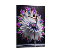 DFENILROP Ballerine Paon Tableau Mural, Danse Vibrante Affiche Œuvre D'art | Impression Image Sur Toile, Unique Décor Intérieure Pour Salon Couloir, Cadeau 12x18inch(30x45cm)