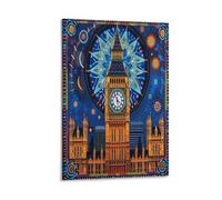 DFENILROP Big Ben Tableau Mural, Monument de Londres Affiche Œuvre D'art | Impression Image Sur Toile, Classique Décor Intérieure Pour Salon Couloir, Cadeau 24x36inch(60x90cm)