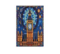 DFENILROP Big Ben Tableau Mural, Monument de Londres Affiche Œuvre D'art | Impression Image Sur Toile, Spéciale Décor Maison Pour Salon Chambre, Cadeau 16x24inch(40x60cm)