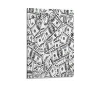 DFENILROP Billet de Dollar Tableau Mural, Richesses Affiche Œuvre D'art | Impression Image Sur Toile, Moderne Décor Maison Pour Salon Couloir, Cadeau 08x12inch(20x30cm)