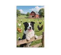 DFENILROP Border Collie Ferme Tableau Mural, Animaux Affiche Œuvre D'art | Impression Image Sur Toile, Beautiful Décor Intérieure Pour Chambre Couloir, Cadeau 12x18inch(30x45cm)