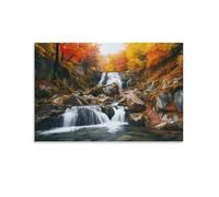 DFENILROP Cascade d'Automne Tableau Mural, Paysage Affiche Œuvre D'art | Impression Image Sur Toile, Unique Décor Intérieure Pour Salon Couloir, Cadeau 20x30inch(50x75cm)