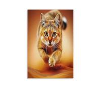 DFENILROP Chat des Sables Tableau Mural, Ton Jaune Affiche Œuvre D'art | Impression Photo Sur Toile, Moderne Décor Maison Pour Salon Couloir, Cadeau 16x24inch(40x60cm)