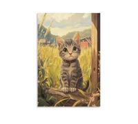 DFENILROP Chat Tigré Tableau Mural, Charmant Affiche Œuvre D'art | Impression Image Sur Toile, Beautiful Décor Maison Pour Salon Chambre, Cadeau 20x30inch(50x75cm)