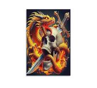 DFENILROP Crâne et Épée Tableau Mural, Gothique Sombre Affiche Œuvre D'art | Impression Image Sur Toile, Moderne Décor Intérieure Pour Salon Couloir, Cadeau 24x36inch(60x90cm)