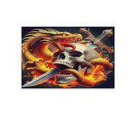 DFENILROP Crâne et Épée Tableau Mural, Gothique Sombre Affiche Œuvre D'art | Impression Image Sur Toile, Moderne Décor Maison Pour Salon Chambre, Cadeau 24x36inch(60x90cm)