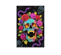 DFENILROP Crâne et Serpent Tableau Mural, Terreur Affiche Œuvre D'art | Impression Photo Sur Toile, Moderne Décor Maison Pour Chambre Couloir, Cadeau 16x24inch(40x60cm)