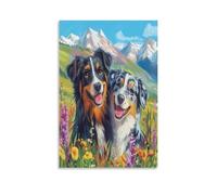 DFENILROP Deux Bergers Tableau Mural, Blossom Paysage Affiche Œuvre D'art | Impression Image Sur Toile, Minimaliste Décor Intérieure Pour Chambre Couloir, Cadeau 08x12inch(20x30cm)