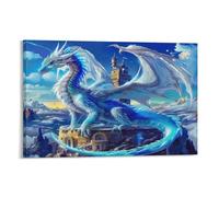 DFENILROP Dragon de Cristal de Glace Tableau Mural, Divinité Gardienne Affiche Œuvre D'art | Impression Image Sur Toile, Unique Décor Intérieure Pour Salon Couloir, Cadeau 20x30inch(50x75cm)