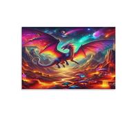DFENILROP Dragon de Feu Tableau Mural, Paysage de Lave Volcanique Affiche Œuvre D'art | Impression Image Sur Toile, Elégante Décor Intérieure Pour Chambre Couloir, Cadeau 16x24inch(40x60cm)