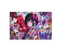 DFENILROP Fille Anime Tableau Mural, Graffiti Street Pop Affiche Œuvre D'art | Impression Photo Sur Toile, Moderne Décor Intérieure Pour Salon Chambre, Cadeau 12x18inch(30x45cm)
