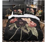 DFENILROP Fleur Ensemble De Literie Microfibre Hypoallergique 3D Imprimée 3 Pièces 2 Taies Douce Botanical Still Life Housse de Couette Respirante Hypoallergique for Adulte Double（200x200cm）