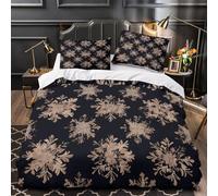 DFENILROP Flocon de Neige Housse de Couette 3D Imprimée Microfibre Hypoallergique 3 Pièces 2xTaies Douce VintageWinter Linge de Lit Super Douce Léger for Adolescent Double（200x200cm）