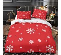 DFENILROP Flocon de Neige Parure de Lit 3D Effet Microfibre Hypoallergique 3 Pièces Taie Ultra Douce WinterFestive Housse de Couette Confortable Entretien Facile for Adultes Enfants King（220x240cm）