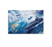 DFENILROP Flotte Navale Tableau Mural, Porte-Avions Affiche Œuvre D'art | Impression Image Sur Toile, Elégante Décor Intérieure Pour Salon Couloir, Cadeau 20x30inch(50x75cm)