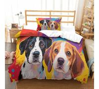 DFENILROP Graffiti de Chiot | Chien Pop Ensemble Literie Microfibre Imprimée Housse de Couette Premium avec Taies, Fermeture Éclair Cachée, Facile Entretien, pour Adultes & Enfants Single（135x200cm）