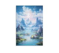 DFENILROP Lac Et Montagne Tableau Mural, Paysage Affiche Œuvre D'art | Impression Image Sur Toile, Minimaliste Décor Maison Pour Salon Chambre, Cadeau 16x24inch(40x60cm)