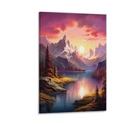 DFENILROP Lacs Et Montagnes Tableau Mural, Nature Affiche Œuvre D'art | Impression Image Sur Toile, Unique Décor Maison Pour Chambre Couloir, Cadeau 24x36inch(60x90cm)