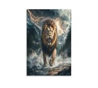 DFENILROP Lion d'Orage Tableau Mural, Animal Affiche Œuvre D'art | Impression Image Sur Toile, Spéciale Décor Maison Pour Chambre Couloir, Cadeau 24x36inch(60x90cm)