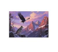 DFENILROP Loup et Aigle Tableau Mural, Paysage Animal Affiche Œuvre D'art | Impression Image Sur Toile, Beau Décor Intérieure Pour Salon Chambre, Cadeau 20x30inch(50x75cm)