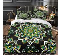 DFENILROP Mandala s Linge de Lit Microfibre Résistante 3D Effet 3 Pièces Éclair Douce Ethnic Dot Parure de Lit Super Douce Entretien Facile for Adulte Enfants Filles Double（200x200cm）