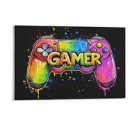 DFENILROP Manette de Jeu Tableau Mural, Neon Affiche Œuvre D'art | Impression Image Sur Toile, Beautiful Décor Intérieure Pour Salon Couloir, Cadeau 12x18inch(30x45cm)