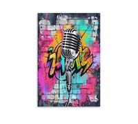 DFENILROP Microphone Tableau Mural, Musique Énergisante Affiche Œuvre D'art | Impression Image Sur Toile, Minimaliste Décor Intérieure Pour Salon Couloir, Cadeau 16x24inch(40x60cm)