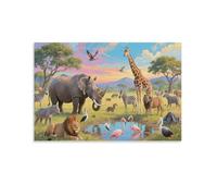 DFENILROP Monde Animal Tableau Mural, Paysage Faune Affiche Œuvre D'art | Impression Image Sur Toile, Classique Décor Maison Pour Salon Couloir, Cadeau 12x18inch(30x45cm)