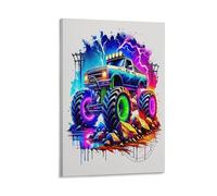 DFENILROP Monster Truck Tableau Mural, Véhicule Hors Route Affiche Œuvre D'art | Impression Image Sur Toile, Minimaliste Décor Intérieure Pour Salon Couloir, Cadeau 16x24inch(40x60cm)