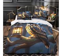 DFENILROP Owl Perched Ensemble De Literie Microfibre Hypoallergique 3D Effet 3 Pièces Taie Super Douce Night Fantasy Linge de Lit Ultra Douce Entretien Facile for Fille King（220x240cm）