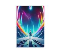 DFENILROP Paysage Alien Tableau Mural, Espace Neon Affiche Œuvre D'art | Impression Image Sur Toile, Beautiful Décor Maison Pour Salon Couloir, Cadeau 24x36inch(60x90cm)