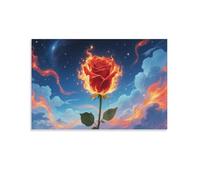 DFENILROP Rose Ardente Tableau Mural, Floral Surréaliste Affiche Œuvre D'art | Impression Image Sur Toile, Classique Décor Maison Pour Salon Chambre, Cadeau 12x18inch(30x45cm)