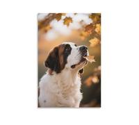 DFENILROP Saint-Bernard Tableau Mural, Chien in Autumn Affiche Œuvre D'art | Impression Image Sur Toile, Classique Décor Intérieure Pour Salon Chambre, Cadeau 12x18inch(30x45cm)