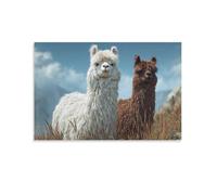 DFENILROP Tableau Mural, Animaux Poster, Deux Alpagas Dans Un Paysage Montagneux, Idéal Pour Décoration D'Intérieur Ou Tableaux - Tableau Toile Unique, Cadeau 12x18inch(30x45cm)