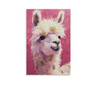 DFENILROP Tableau Mural, Animaux Poster, Imprimé Artistique de Lama Rose, Idéal Pour Décoration Intérieure & Cadeaux - Tableau Toile Haute Résolution, Cadeau 24x36inch(60x90cm)