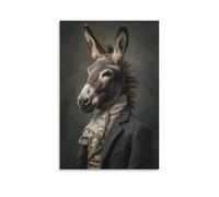 DFENILROP Tableau Mural, Animaux Poster, Portrait D'Âne Élégant en Costume Victoriens, Idéal pour Décor Maison ou Bureau - Tableau Toile Designer, Cadeau 20x30inch(50x75cm)