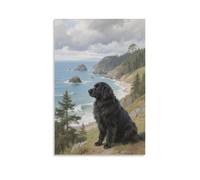 DFENILROP Terre-Neuve Tableau Mural, Animal Affiche Œuvre D'art | Impression Image Sur Toile, Unique Décor Maison Pour Chambre Couloir, Cadeau 24x36inch(60x90cm)