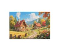 DFENILROP Village Automnale Tableau Mural, Paysage Campagne Affiche Œuvre D'art | Impression Image Sur Toile, Moderne Décor Intérieure Pour Chambre Couloir, Cadeau 20x30inch(50x75cm)
