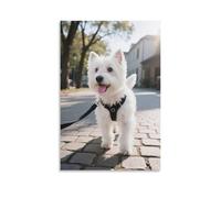 DFENILROP Westie Chiot Tableau Mural, Chien Mignon Affiche Œuvre D'art | Impression Image Sur Toile, Beautiful Décor Maison Pour Salon Couloir, Cadeau 20x30inch(50x75cm)