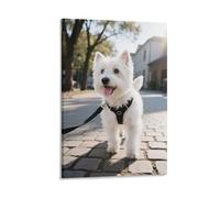 DFENILROP Westie Chiot Tableau Mural, Chien Mignon Affiche Œuvre D'art | Impression Photo Sur Toile, Moderne Décor Intérieure Pour Salon Chambre, Cadeau 16x24inch(40x60cm)