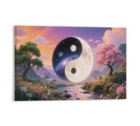 DFENILROP Yin Yang Tableau Mural, Philosophie Chinoise Affiche Œuvre D'art | Impression Image Sur Toile, Minimaliste Décor Intérieure Pour Salon Chambre, Cadeau 12x18inch(30x45cm)