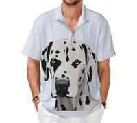 DFEPFKGOKL Chemise à manches courtes pour homme - Imprimé dalmatien - Chemise d'été décontractée pour les vacances - Haut de plage - Coupe droite - Chemises hawaïennes pour homme, 3D, L