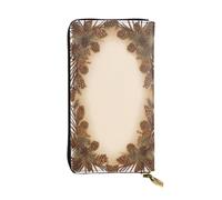 DFEPFKGOKL Élégant porte-monnaie long en cuir avec bordure en pomme de pin avec fermeture éclair - Porte-monnaie pour cartes de crédit et téléphone portable pour femme et homme, voyage décontracté,