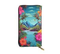 DFEPFKGOKL Élégant portefeuille en cuir avec fermeture éclair Hello Hawaï - Porte-monnaie - Pochette pour cartes de crédit - Portefeuille pour téléphone portable - Pour femme et homme - Grande